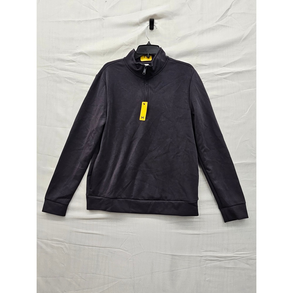 Member's Mark Mens Sandwash Quarter Zip Pullover Black Poly Blend‎ Casual Size M